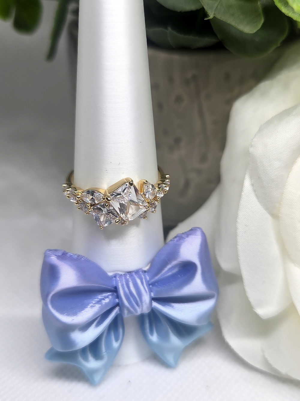 BP Diamond CZ Trio Heart Ring On Gold Plating